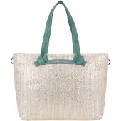Fritzi aus Preußen Schultertasche Cloud Shopper Big Limited Painted Straw Silver Jade beige