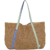 Fritzi aus Preußen Schultertasche Simply Shopper Nature Straw Blue Berry beige
