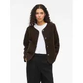 Vila Plüschjacke "VIADA TEDDY JACKET", Damen, Gr. 40, braun (coffee bean), Plüsch, Obermaterial: 100% Polyester, unifarben, regular fit kurz, Rundhals, Jacken Plüschjacke, Kunstfaser