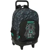 Safta Compact Extraible Minecraft Screen 33l 45x33x22 Cm Rucksack Mit Rollen Grün,Schwarz Kinder Grün,Schwarz One Size