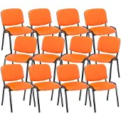 CLP 12er Set Besucherstuhl Ken Kunstleder mit robustem Metallgestell und gepolsterter Rückenlehne orange