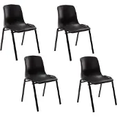 CLP 4er Set Stapelstuhl Nowra Kunststoff stapelbar und mit modernem Design schwarz