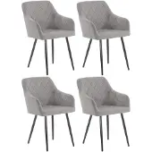 CLP 4er Set Esszimmerstuhl Shila Gesteppt grau Material Samt