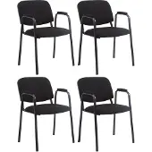CLP 4er Set Stapelstühle Ken Pro Stoffbezug gepolstert mit Armlehnen bis 150 kg schwarz