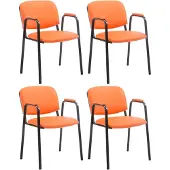 CLP 4er Set Stapelstühle Ken Pro Kunstleder gepolstert mit Armlehnen bis 150 kg orange