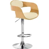 CLP Barhocker Kingston Kunstleder drehbar mit Höhenverstellung | Farbe natur/creme
