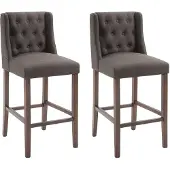 CLP 2er Set Barhocker Cassandra Stoff mit gestepptem Bezug dunkelgrau Gestell Farbe antik-dunkel
