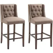 CLP 2er Set Barhocker Cassandra Stoff mit gestepptem Bezug - taupe Gestell Farbe antik-dunkel