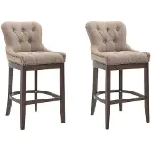 CLP 2er Set Barhocker Lakewood Stoff gepolstert | Farbe taupe Gestell Farbe antik