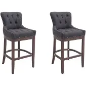 CLP 2er Set Barhocker Lakewood Stoff gepolstert dunkelgrau Gestell Farbe antik