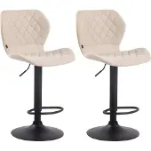 CLP 2er Set Barhocker Cork Stoff drehbar mit Höhenverstellung | Farbe creme Gestell Farbe schwarz