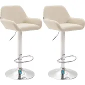 CLP 2er Set Barhocker Braga Kunstleder drehbar und höhenverstellbar creme Gestell Farbe chrom