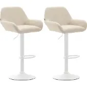 CLP 2er Set Barhocker Braga Kunstleder drehbar und höhenverstellbar | Farbe creme Gestell Farbe weiß