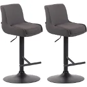 CLP 2er Set Barhocker Club Stoff drehbar und stufenlos verstellbar | dunkelgrau Farbe dunkelgrau Gestell Farbe schwarz