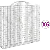 vidaXL Gabionen mit Hochbogen 6 Stk. 200x30x180/200cm Verzinktes Eisen