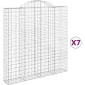 vidaXL Gabionen mit Hochbogen 7 Stk. 200x30x200/220cm Verzinktes Eisen