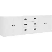 vidaXL Sideboards 3 Stk. Weiß Holzwerkstoff