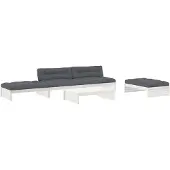 vidaXL 5-tlg. Garten-Lounge-Set mit Kissen Weiß Massivholz