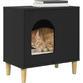 vidaXL Katzenhaus Schwarz 51 x 30 x 52 cm Holzwerkstoff