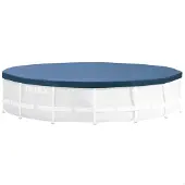 Intex Poolabdeckung Ø 457 cm Rund für Frame Pools aus PVC Winter- und Sommerabdeckplane mit Entwässerungslöchern Blau Modell 28032