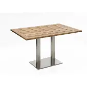 Natur24 Gartentisch Bistrox 140x95 Tischplatte Teak Recycelt Gestell Edelstahl Gebürstet