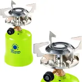Meva Gas-Touristenkocher mit durchstochenen Gaskartuschen FOCUS 1,4 kW