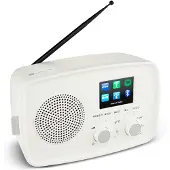 Medion Internetradio mit DAB+ LIFE IRE-1 (WLAN, DAB Plus UKW Radio, Bluetooth, EQ, Tropfwasserschutz, Teleskopantenne, Spotify Connect, Wecker, Schlummerfunktion, Einstellbarer Display-Dimmer) weiß