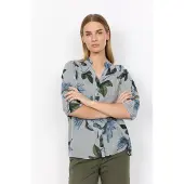 Soyaconcept Kurzarmbluse "SC-GINA 1", Damen, Gr. L, bunt (navy combi), Web, Obermaterial: 100% Viskose, gemustert, normal, elastischer Bund, Blusen Kurzarmbluse, Viskose