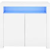 STILVORA Sideboard Holzwerkstoff Weiß 108x40x92 cm mit LED, Hochglanz, 2 Türen