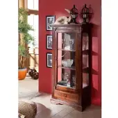 MASSIVMOEBEL24.DE Vitrine Akazie 72x40x155 nougat lackiert OXFORD #527