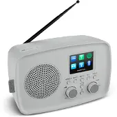 Medion Internetradio mit DAB+ LIFE IRE-1 (WLAN, DAB Plus UKW Radio, Bluetooth, EQ, Tropfwasserschutz, Teleskopantenne, Spotify Connect, Wecker, Schlummerfunktion, Einstellbarer Display-Dimmer) grau
