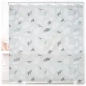 B2X Duschrollo Transparent Blattdesign, wasserabweisend, schnell trocknend, mit Abklappfunktion und Seilzug