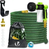 VOUNOT Flexibler Gartenschlauch 15m, Flexibel Wasserschlauch Dehnbarer mit 8 Sprühfunktionen & Spülmittelbehälter, Grün