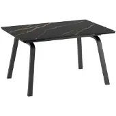 STONES Ausziehbarer Tisch Dylan mit mattschwarzer Marmorkeramikplatte und anthrazitfarbenen Metallbeinen – Maße 140/200 x 80 cm – Modernes Design