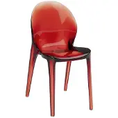 STONES Ruby-Designerstuhl aus rotem Polycarbonat-Monoblock – Modernes Design, ergonomischer Sitz und glänzende Transparenz für den Innenbereich
