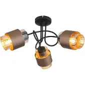Globo Lighting Deckenleuchte, schwarz matt, Glas amber, 3-flammig, D 43 cm