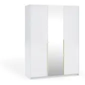 Masseno Drehtürenschrank THALIA 148/204/58cm 3-türig mit Spiegel Weiß