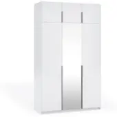 Masseno Drehtürenschrank THALIA 148/250/58cm 3-türig mit Spiegel Weiß