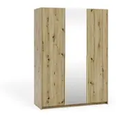 Masseno Drehtürenschrank THALIA 148/204/58cm 3-türig mit Spiegel Eiche Artisan