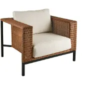 Brafab Gartensessel Shell mit Kissen, aus Rattan und Aluminium, modern skandinavisch, Teddy Beige, für draußen