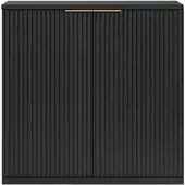 MODFU Sideboard aus MDF in Schwarz, Faltenfront, 80x40x80 cm, mit geräumigem Stauraum