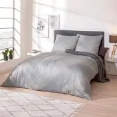 Estella Mako Interlock Jersey Bettwäsche Tarius silber 160x210 cm + 65x100 cm - grau;beige