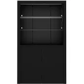 STILVORA Vitrine MDF/Spanplatte Schwarz 100x35x170 cm mit LED und Glasböden