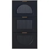 STILVORA Schuhschrank MDF/Spanplatte Schwarz 60x24x114 cm, Schuhkipper, Kippsicherung