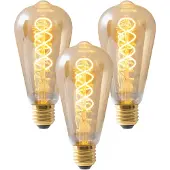 Näve 3er-Set LED Leuchtmittel "DILLY" H: 14,6cm warmweiß - E27, 4 Watt, 200 Lumen, 2084 Kelvin, aus Metall und Glas, amber – dimmbar
