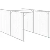 vidaXL Hundehütte mit Auslauf Hellgrau 110x1221x110cm Verzinkter Stahl