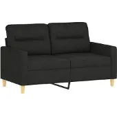 vidaXL 3-tlg. Sofagarnitur mit Kissen Schwarz Stoff