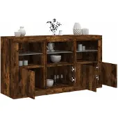 vidaXL Sideboard mit LED-Leuchten Räuchereiche 123x37x67 cm