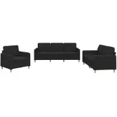 vidaXL 3-tlg. Sofagarnitur mit Kissen Schwarz Stoff