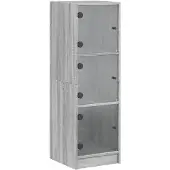 vidaXL Highboard mit Glastüren Grau Sonoma 35x37x109 cm